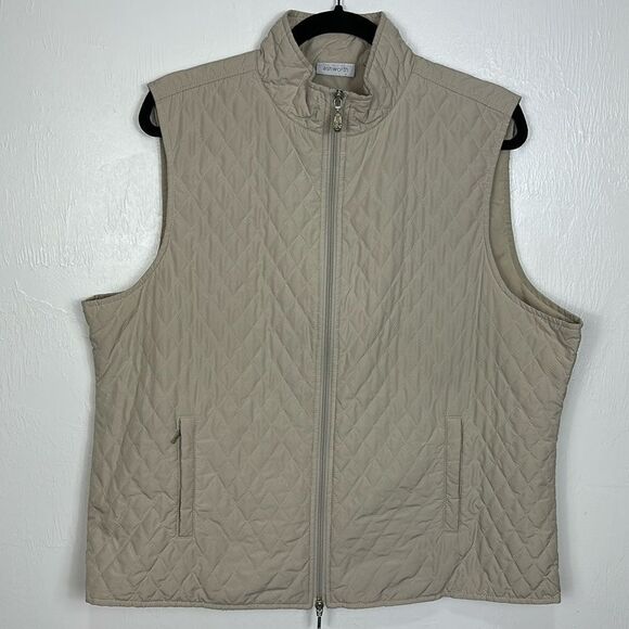 Ashworth Quilted Zip Up Lightweight Vest With Pockets In Greige Size L - Picture 1 of 7